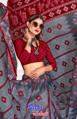 seeta vol 5 by Ganesha Pure Cotton Printed full length  saree with blouse sarees catalogs