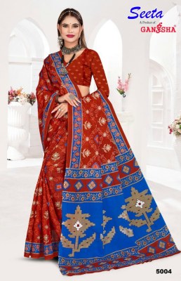 seeta vol 5 by Ganesha Pure Cotton Printed full length  saree with blouse sarees catalogs