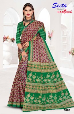 seeta vol 5 by Ganesha Pure Cotton Printed full length  saree with blouse sarees catalogs