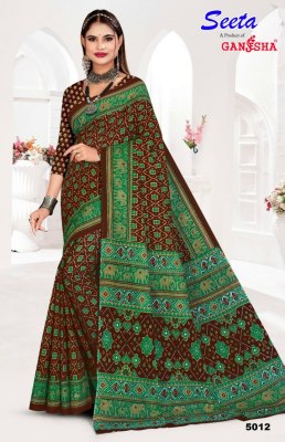 seeta vol 5 by Ganesha Pure Cotton Printed full length  saree with blouse sarees catalogs