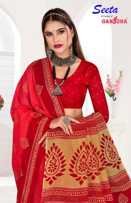 seeta vol 5 by Ganesha Pure Cotton Printed full length  saree with blouse sarees catalogs