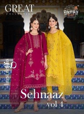 sehnaz vol 4 by radhika life style pure roman work kurti pant and dupatta catalogue  Radhika Lifestyle