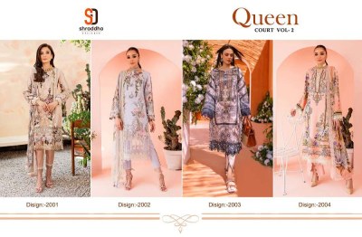 sharaddha designer queen court vol 2 lawn cotton printed embroidery patch work Pakistani suit catalogue wholesale cotton dupatta  pakistani suit catalogs