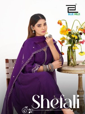 Blue hills shefali  vichitra silk with top bottom dupatta jari work Anarkali style wholesale rate  bottom wear catalogs