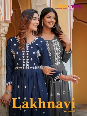 tips and tops by Lakhnavi vol 02 fancy reyon slub lakhnavi kurtis catalog at wholesale rate  Tips and tops
