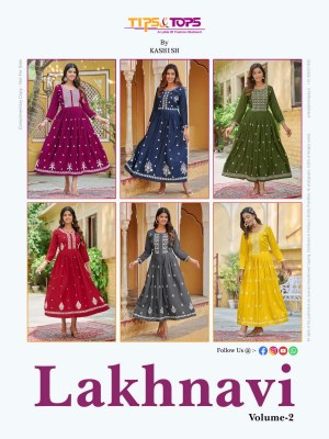 tips and tops by Lakhnavi vol 02 fancy reyon slub lakhnavi kurtis catalog at wholesale rate  kurtis catalogs