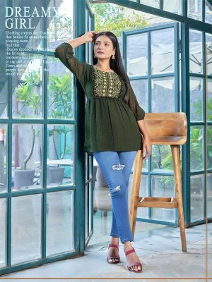 tips and tops insta girl vol 3 heavy georgette western short top collection  kurtis catalogs