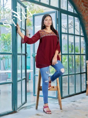tips and tops insta girl vol 3 heavy georgette western short top collection  kurtis catalogs