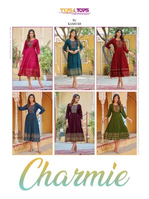 tips and tops launching a new catalog charmie Festive Wear Fancy Gowns style kurti catalog at wholesale price kurtis catalogs