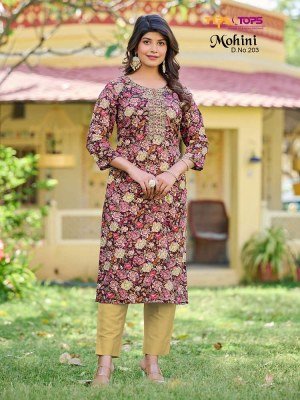 tips and tops new launch mohini vol 2 heavy rayon Hand work and Heavy Embroidery work Kurti wholesaler  kurtis catalogs