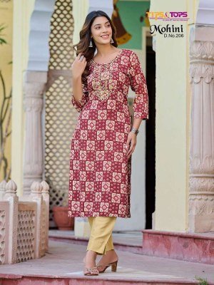 tips and tops new launch mohini vol 2 heavy rayon Hand work and Heavy Embroidery work Kurti wholesaler  kurtis catalogs
