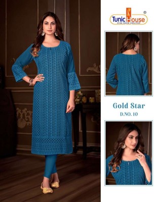 tunic house new gold star fully luckhnowi chikan work Kurti wholesale rate   kurtis catalogs