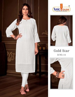 tunic house new gold star fully luckhnowi chikan work Kurti wholesale rate   kurtis catalogs