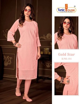 tunic house new gold star fully luckhnowi chikan work Kurti wholesale rate   kurtis catalogs