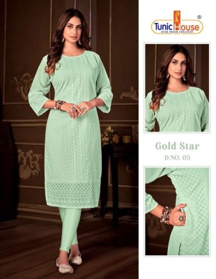 tunic house new gold star fully luckhnowi chikan work Kurti wholesale rate   kurtis catalogs