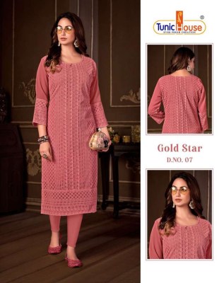 tunic house new gold star fully luckhnowi chikan work Kurti wholesale rate   kurtis catalogs