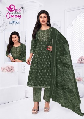 way vol 1 by Devi one Heavy Cotton Printed Anarkali Style With Neck Embroidery Work readymade suit catalogue readymade suit catalogs