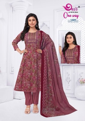 way vol 1 by Devi one Heavy Cotton Printed Anarkali Style With Neck Embroidery Work readymade suit catalogue readymade suit catalogs