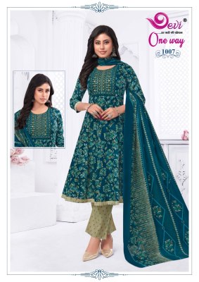 way vol 1 by Devi one Heavy Cotton Printed Anarkali Style With Neck Embroidery Work readymade suit catalogue readymade suit catalogs