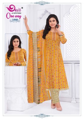 way vol 1 by Devi one Heavy Cotton Printed Anarkali Style With Neck Embroidery Work readymade suit catalogue readymade suit catalogs