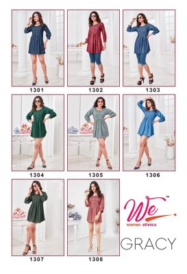women ethnics by gracy denim fabric fancy western tunic style top catalogue at wholesale rate western wear catalogs
