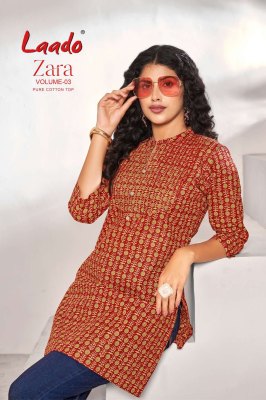zara vol 3 by Laado Ready made cotton short top catalogue at low rate Amavi