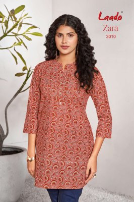 zara vol 3 by Laado Ready made cotton short top catalogue at low rate western wear catalogs