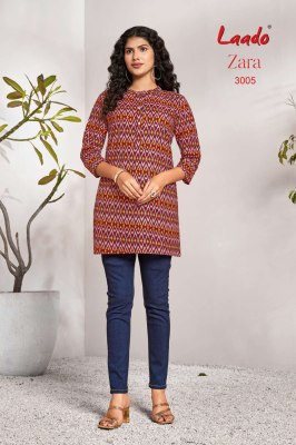 zara vol 3 by Laado Ready made cotton short top catalogue at low rate western wear catalogs