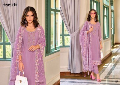 zaveri women beauty by glory soft organza kurti pant and dupatta at wholesale rate kurtis catalogs