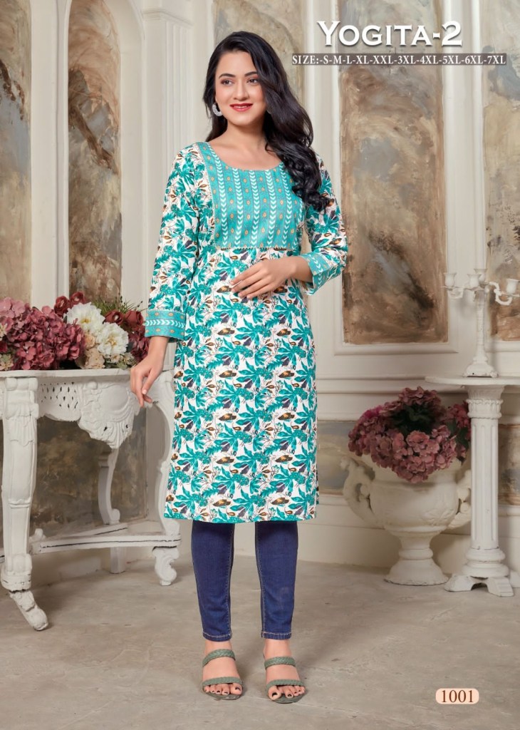 Blue Base Straight Cut Kurti - Byhand Kochi